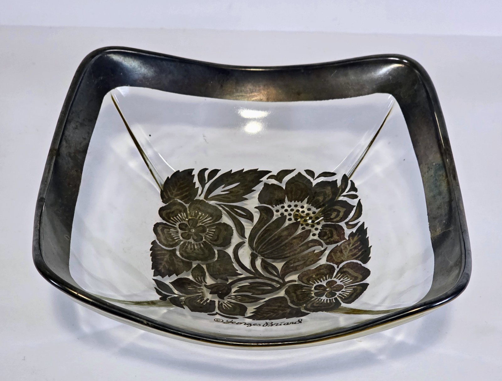 Vintage Georges Briard Glass Barware Snack Bowl