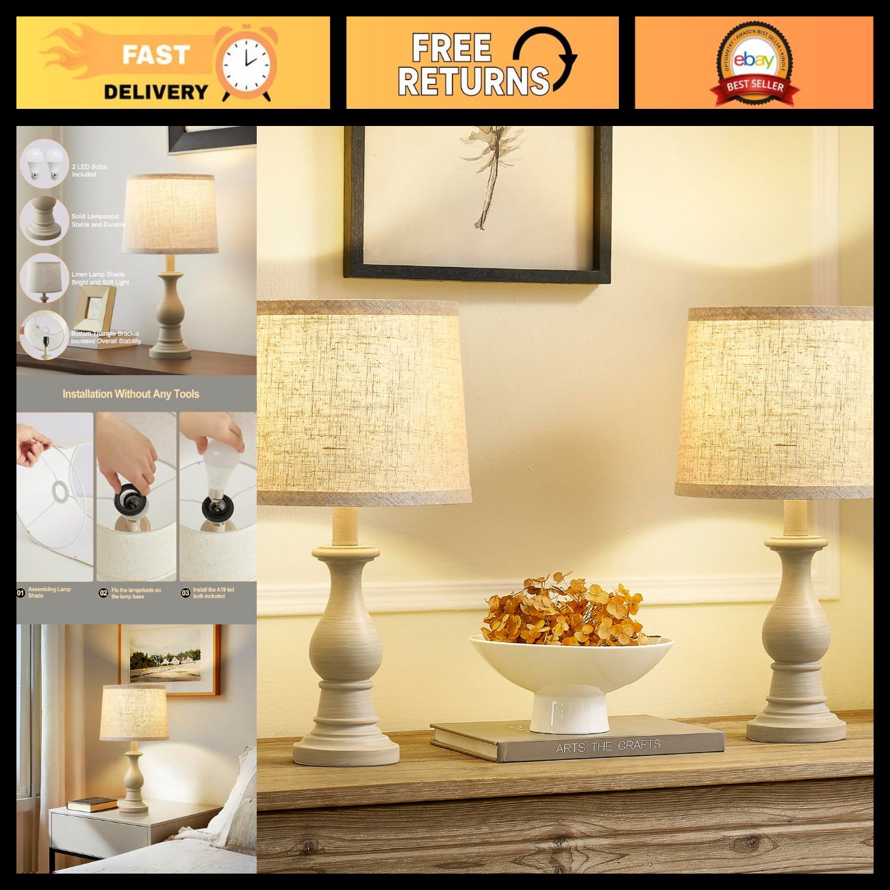 Vintage Table Lamps Set of 2 - 18.5\