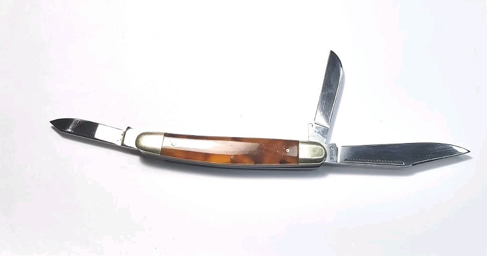Vintage Cam III 3 Blade Stockman Folding  Pocket Knife With Delrin Handles Japan