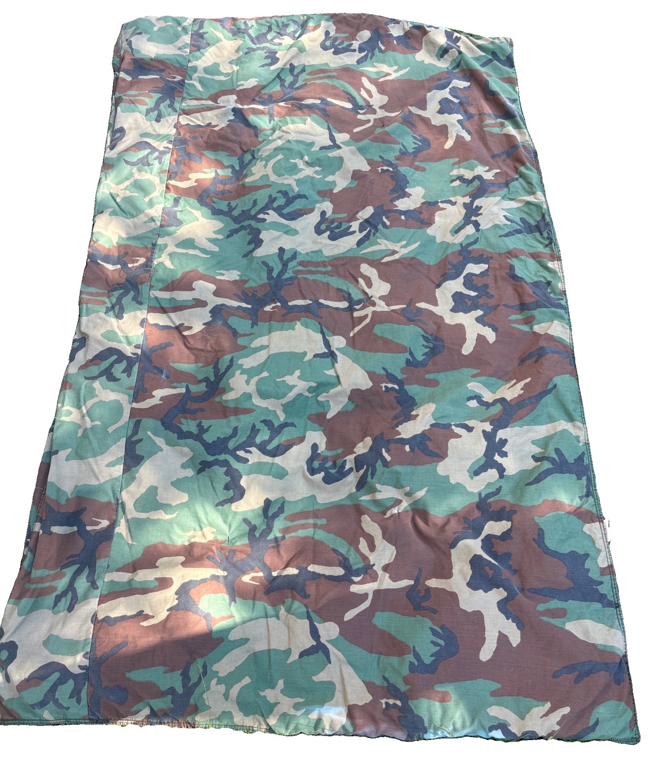 Vintage US Military Woodland Camo Padded Cot ?Blanket DDT Tag Camouflage