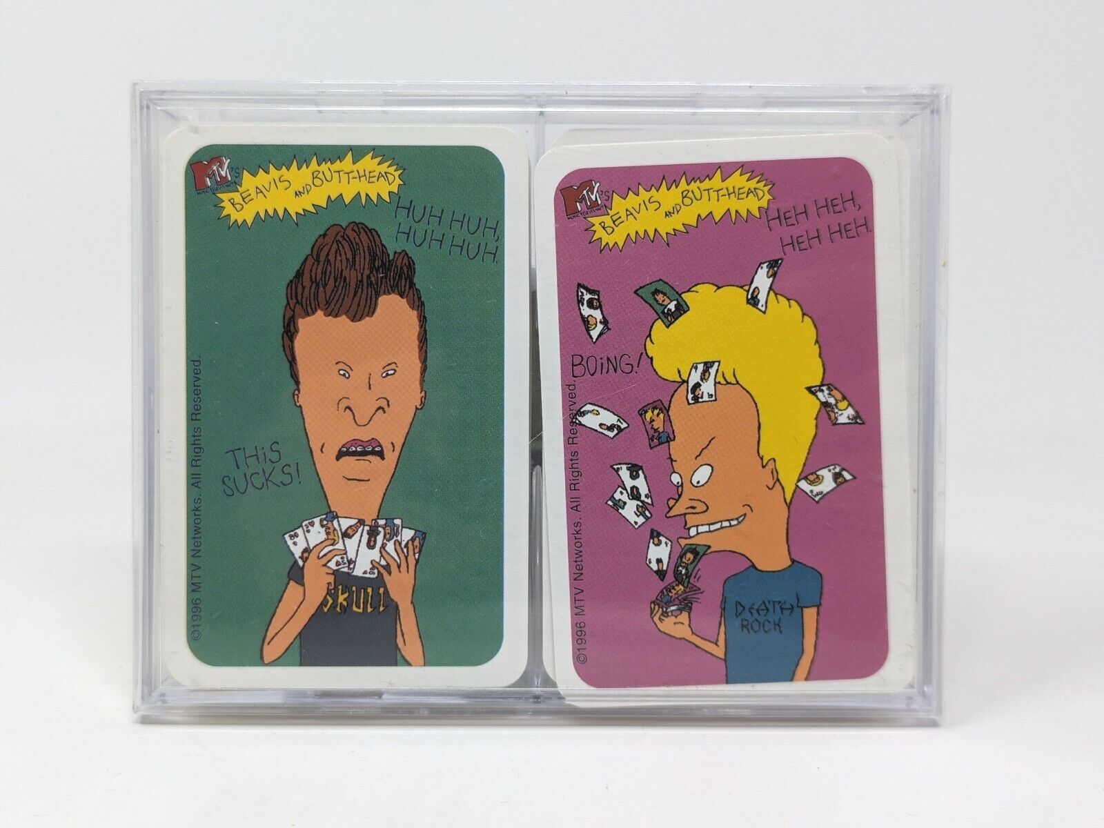 Beavis And Butt-Head 2 Pack Deck MTV Playing Cards w/ Clear Case VTG 1996 Boston
