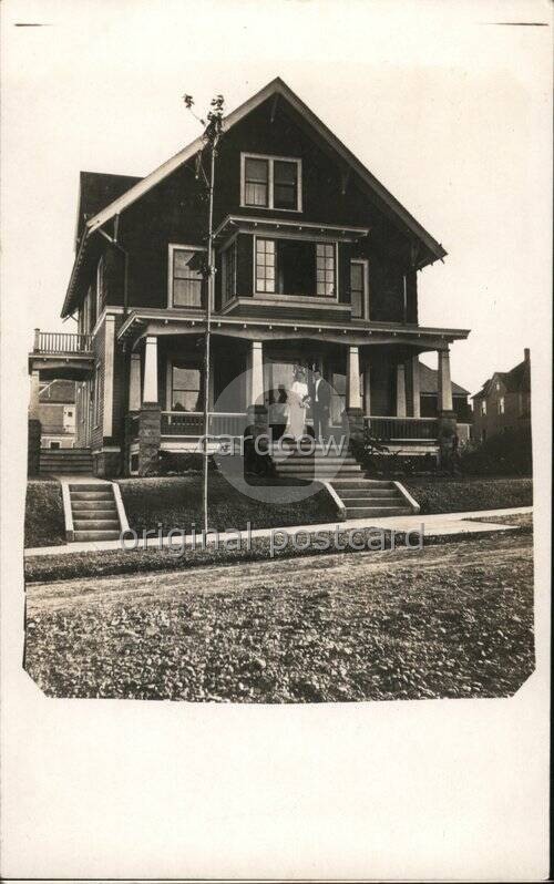 Jamestown, NY New York Man Woman Wedding Attire Porch Front of Two-Story RPPC Jamestown, NY New York Man Woman Wedding Attire Porch Front of Two-Story RPPC