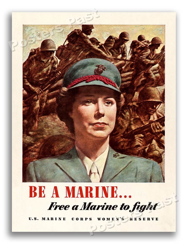 1943 “Be a Marine” Women's Reserve Vintage Style WW2 Poster - 18x24