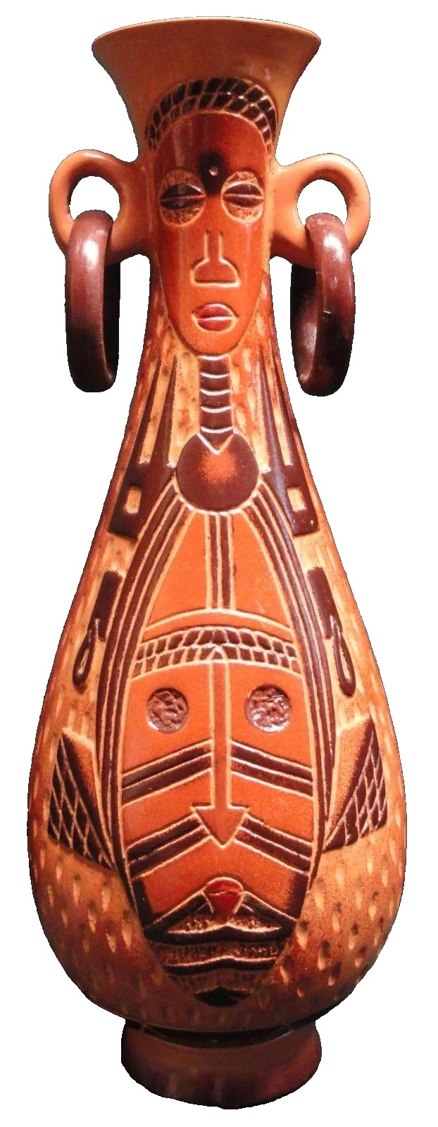 1960s Tribal Boho Studio Pottery Mid‑Century African Style Large 16 inch VTG MCM