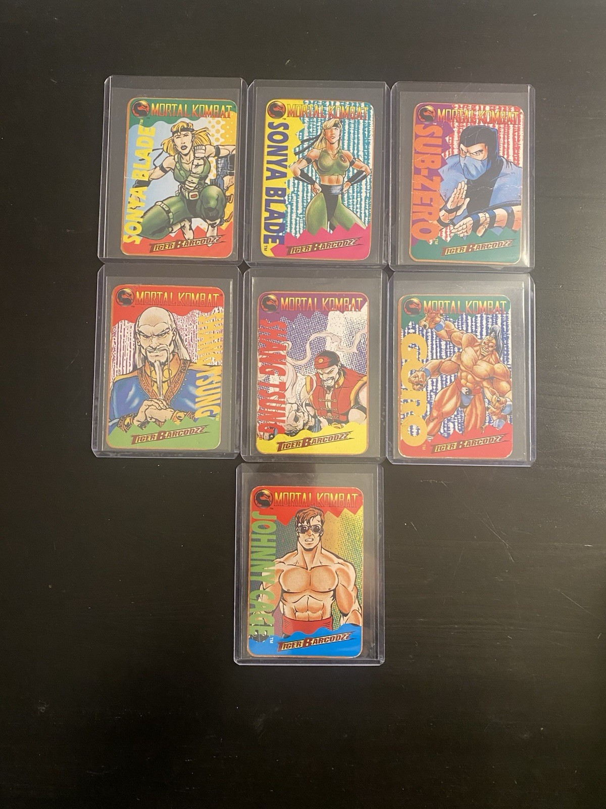 Lot of 7 Mortal Kombat Tiger Barcodzz Cards Vintage 1992 Sub-Zero Sonya Goro Lot of 7 Mortal Kombat Tiger Barcodzz Cards Vintage 1992 Sub-Zero Sonya Goro