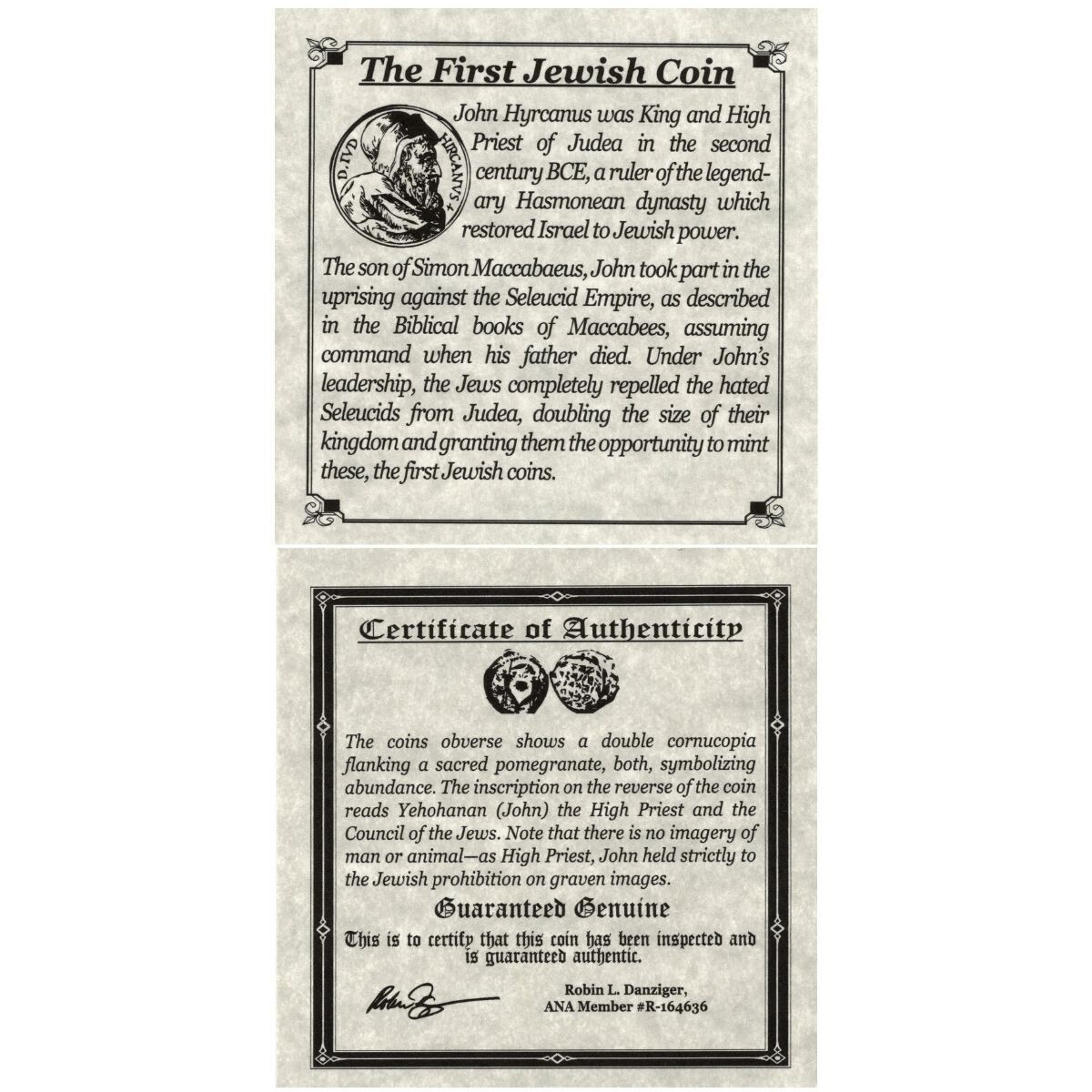Ancient Judaean Coin of the Second Temple Period (One-Coin Box)  ED