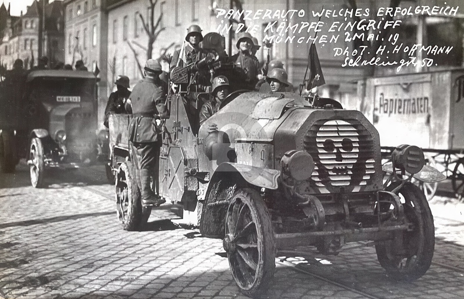 Post WWI German Freikorps Panzerauto in Munich 1919 RPPC Photo Postcard COPY