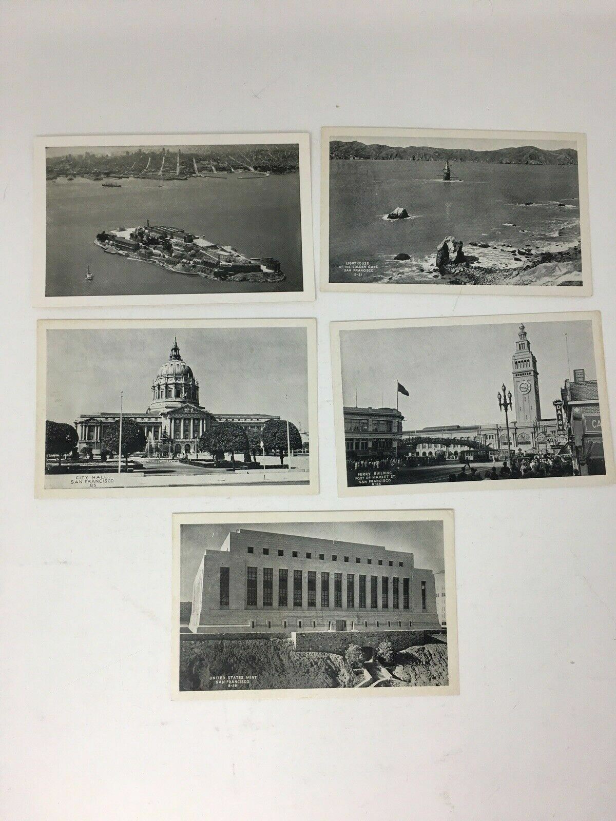 San Francisco CA Lot of 5 White Border Vintage Postcards Unused San Francisco CA Lot of 5 White Border Vintage Postcards Unused