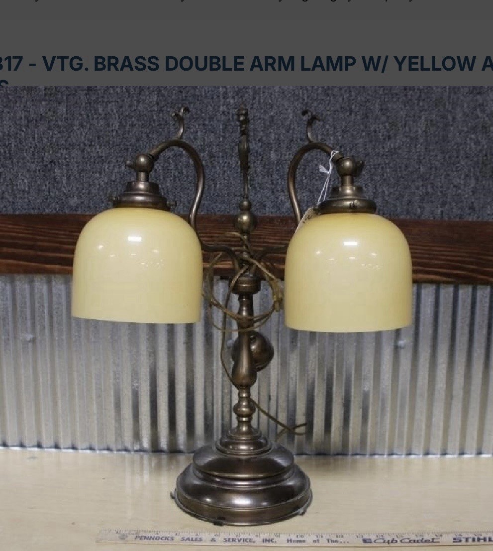 Antique Heavy Bronze Double Arm Lamp Dragon Griffin Top Honey Blond Shades Italy