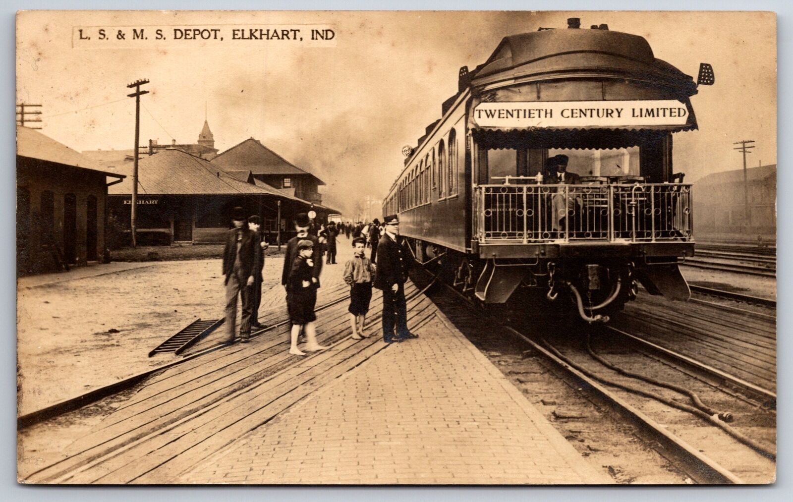 Elkhart 20th Century Ltd Train~Lake Shore & Michigan Southern Railway Depot~RPPC