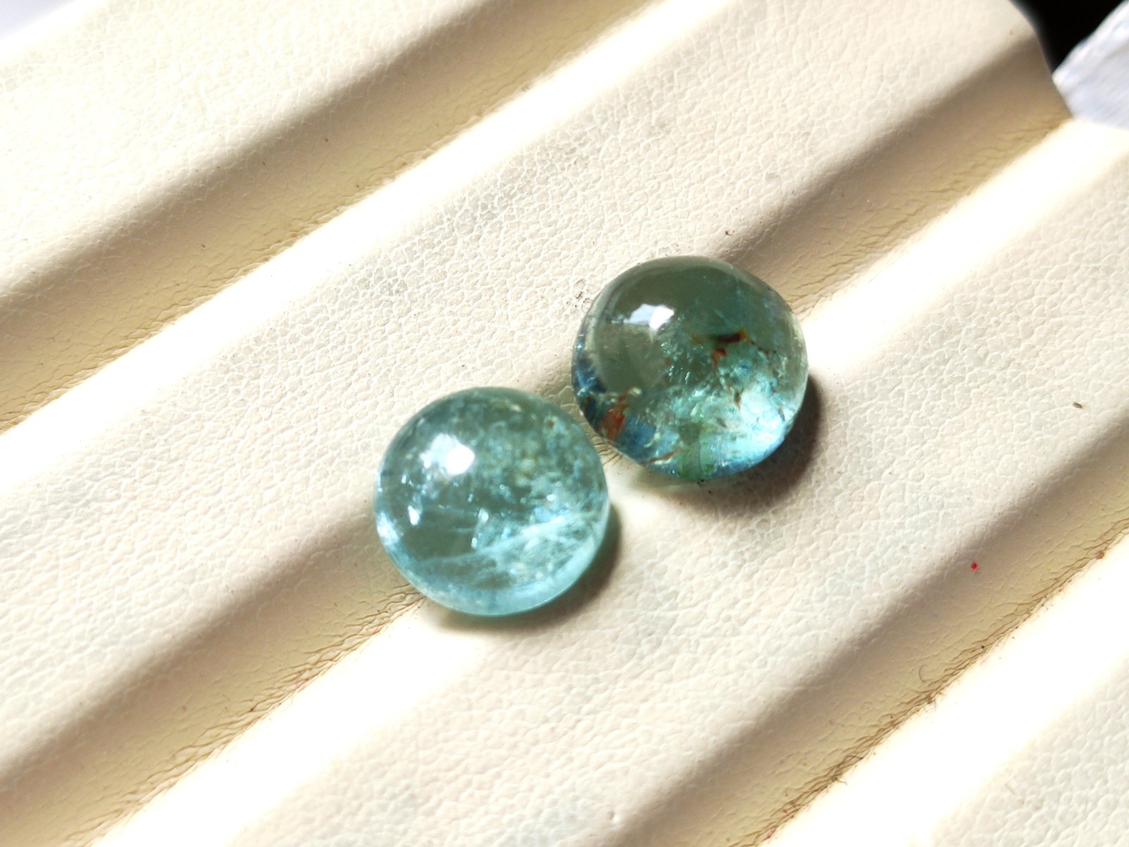 Blue Cloudy Aquamarine Round Pair Cabochons, AAA Gemstone for jewelry making