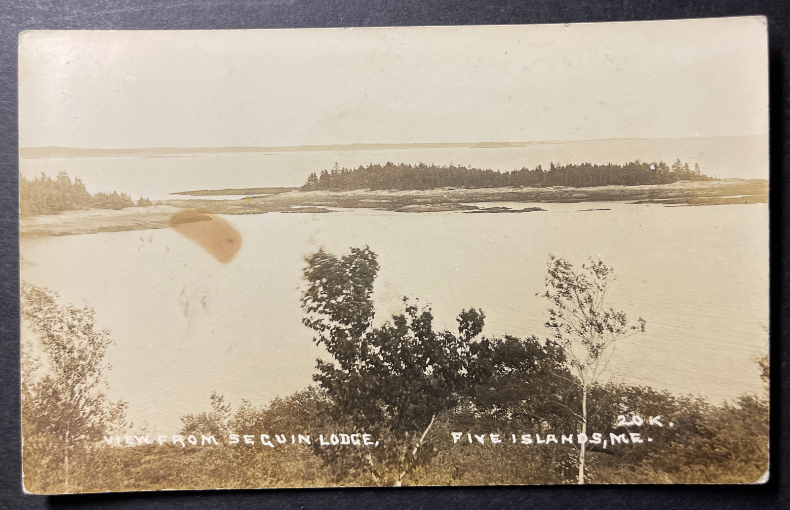 View from Seguin Lodge Five Islands Maine RPPC