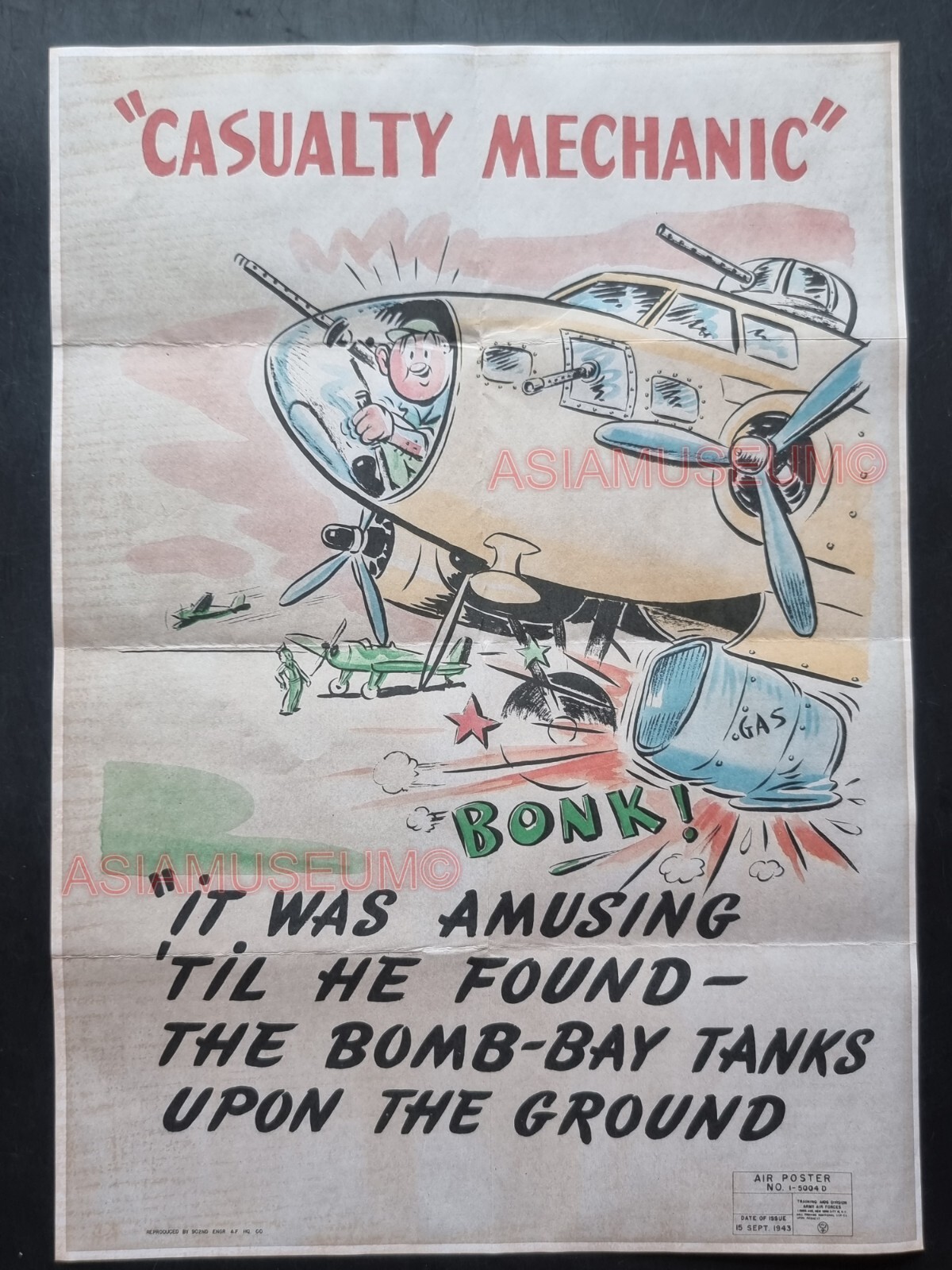 1944 WW2 AMERICA CASUALTY MECHANIC BOMBER PILOT AIRFORCE PROPAGANDA POSTER 900