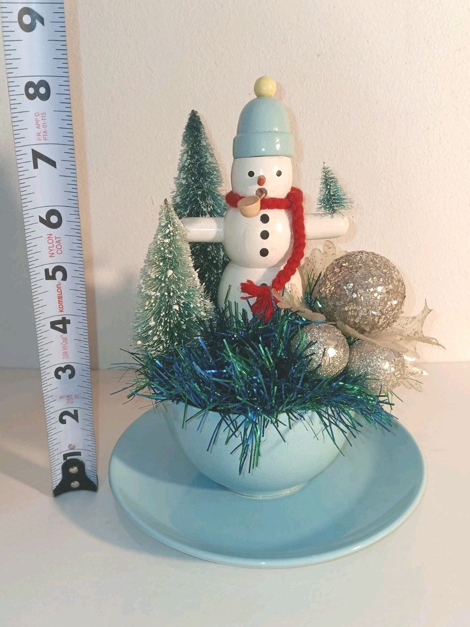 Christmas Snowman Assemblage  Kitchen Wood Ornament All Vintage Materials 