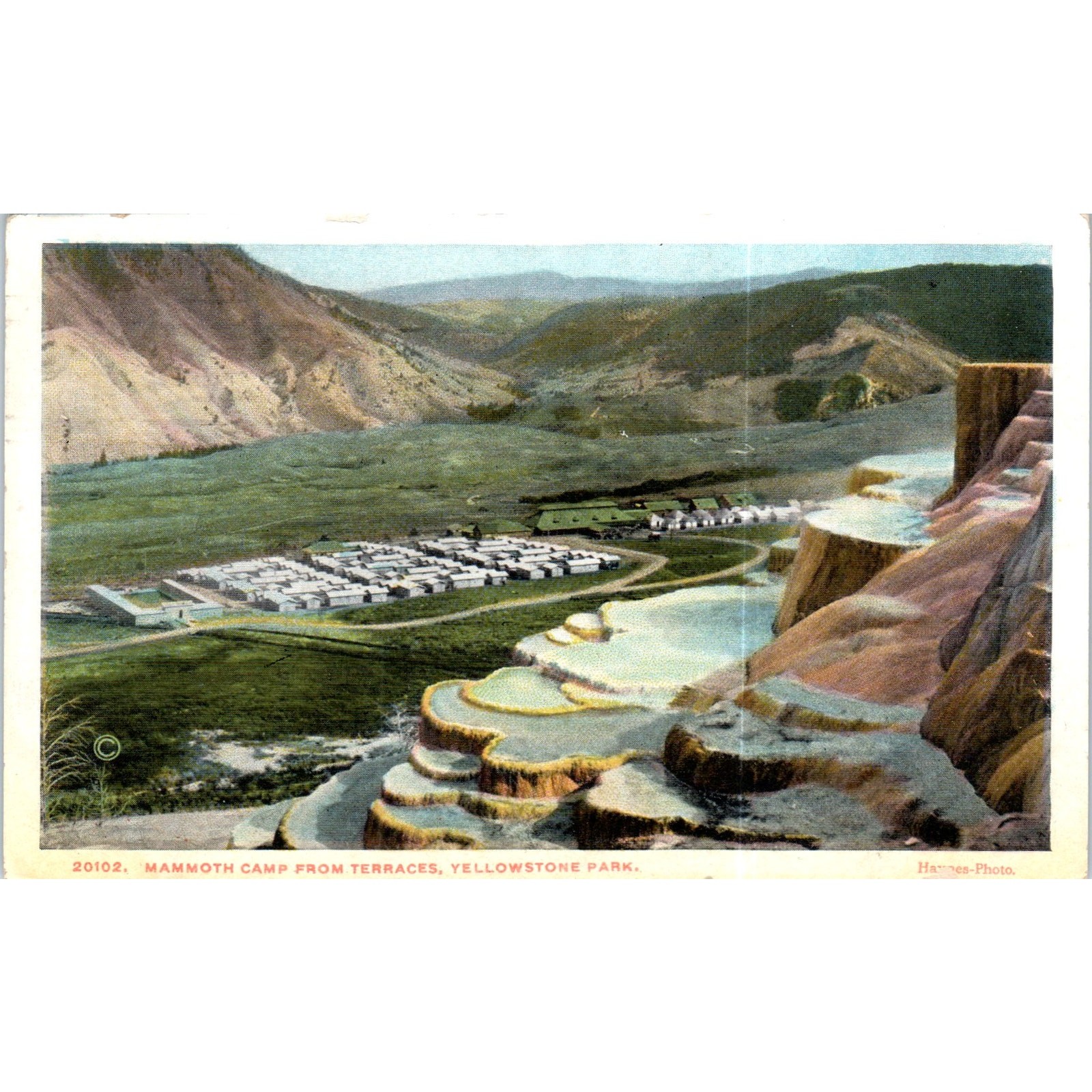 Mammoth Camp From Terraces 1922, Yellowstone Park Original Postcard P2-5