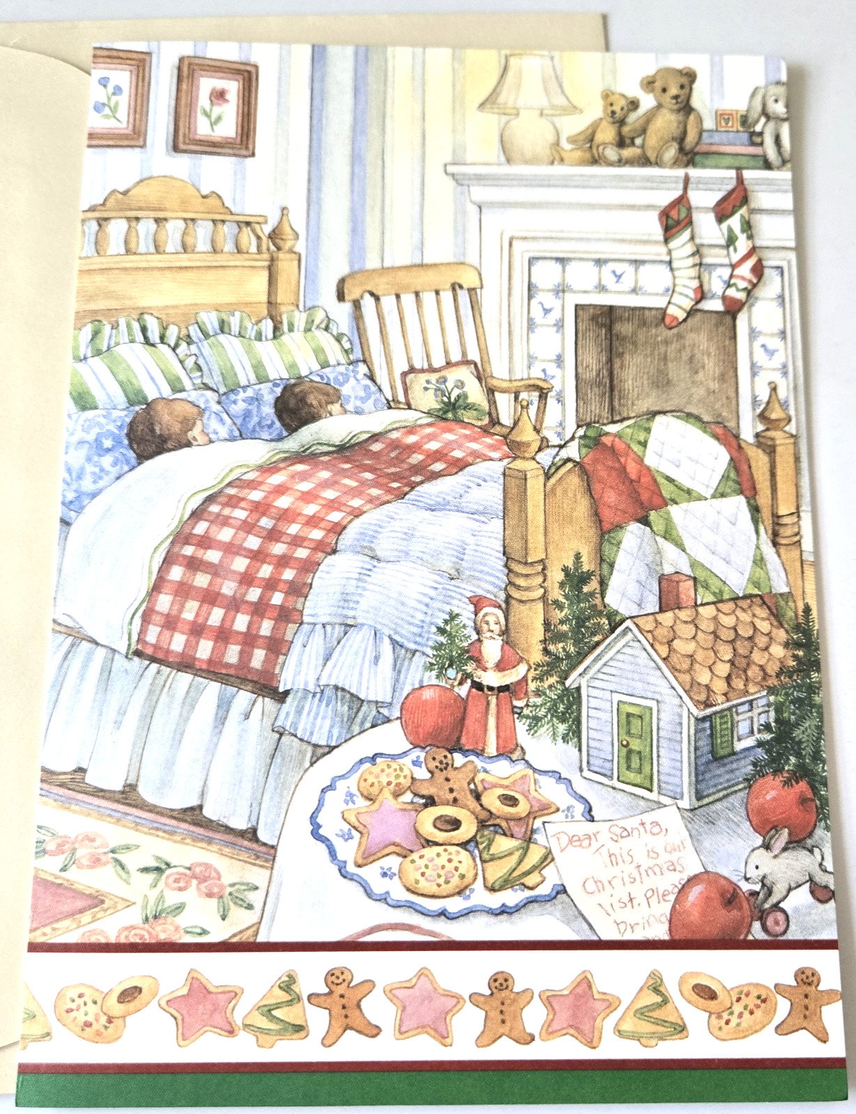 Christmas Card Bookmark Card Sleeping Children Christmas Eve Cookies for Santa Christmas Card Bookmark Card Sleeping Children Christmas Eve Cookies for Santa