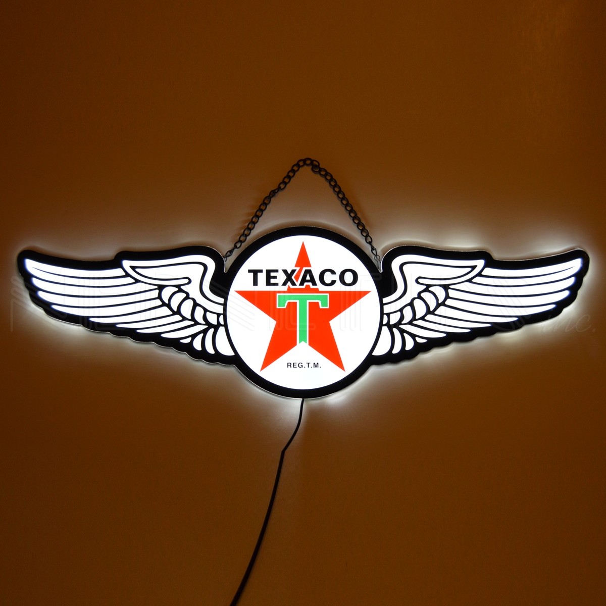 Texaco Star LED sign wall lamp aviation wings Neon shop Gasoline Gas pump globe