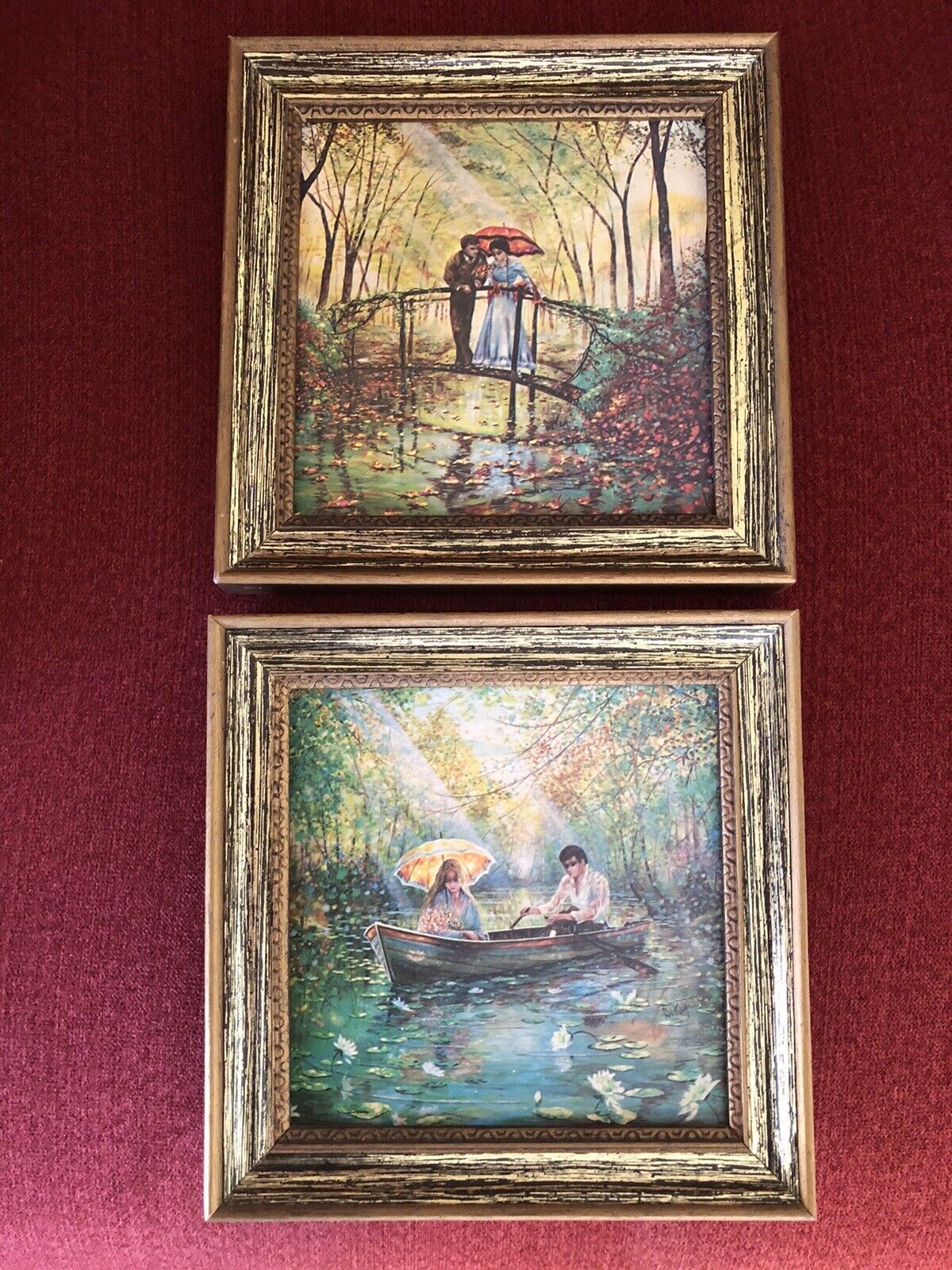 Romantic Lovers Young man &  woman Framed Art Retro 2 Pictures