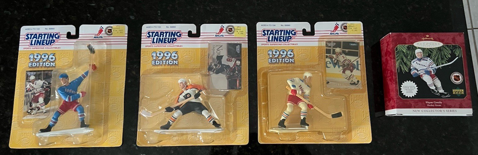 Starting Lineup 1996 NHL Boxed Figures Messier/Lindros/Leetch + Hallmark Gretzky