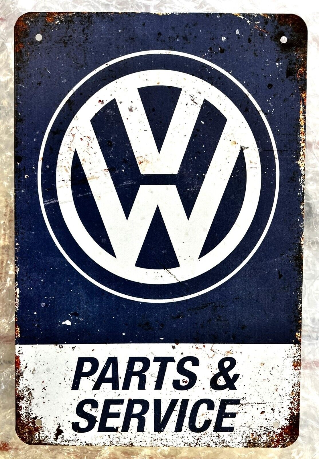VW Volkswagen Parts Tin Sign (Type 1 Kombi Cab Bug Ford Honda Oval Bow Tie MP3
