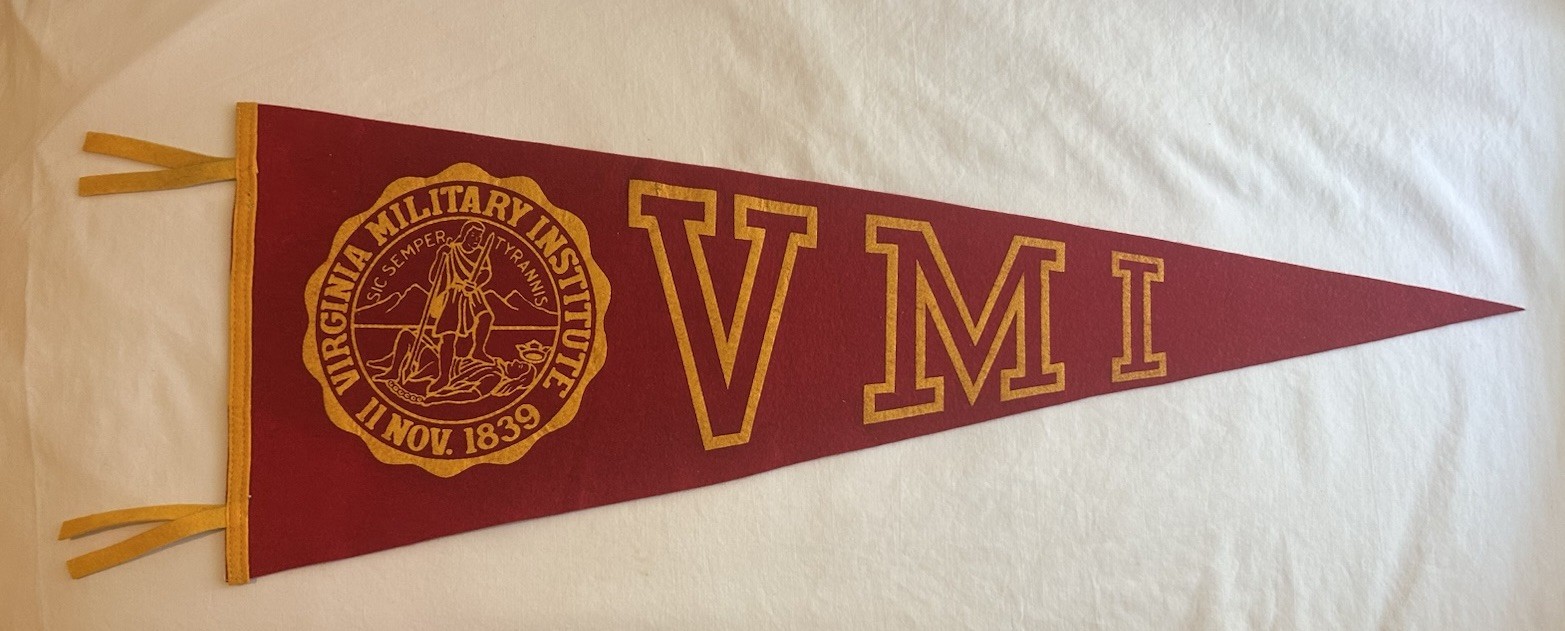 Vintage VMI Red Felt College Pennant ~ Virginia Military Institute