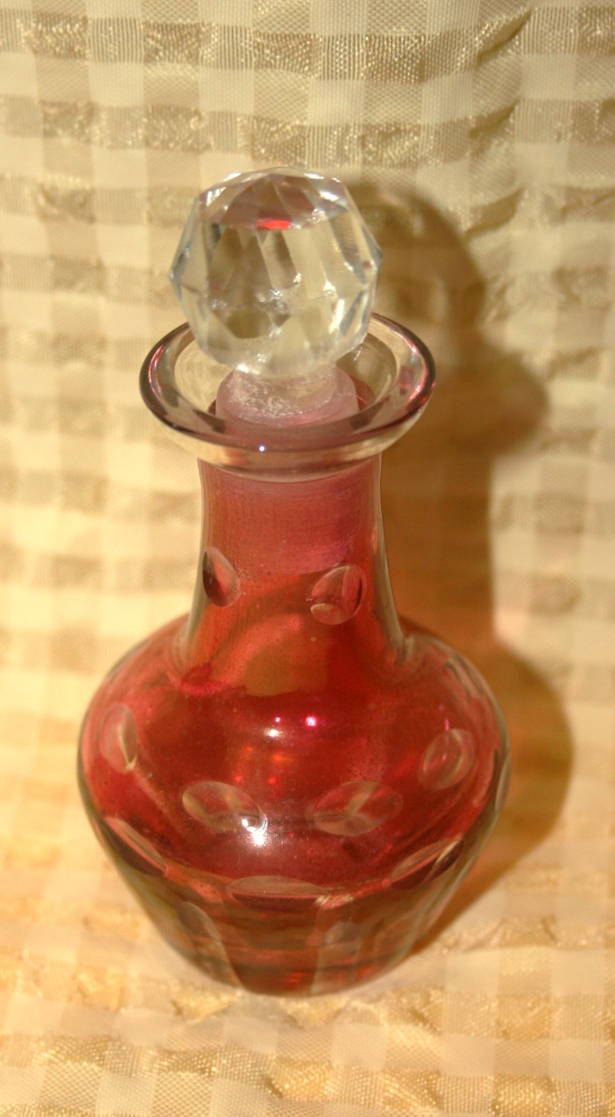 Vintage cranberry perfume scent bottle