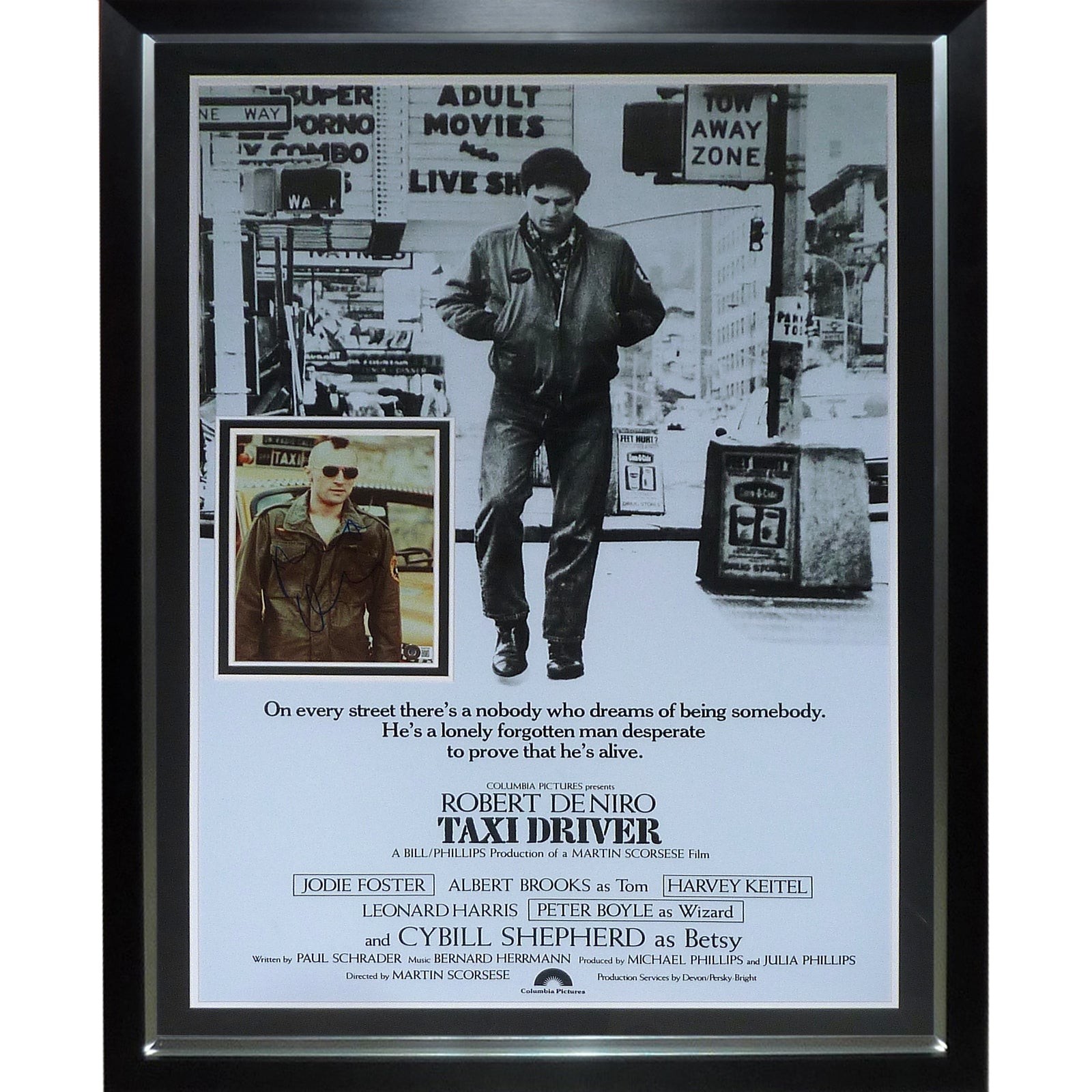 Taxi Driver Full-Size Movie Poster Deluxe Framed with Robert DeNiro Autograph -