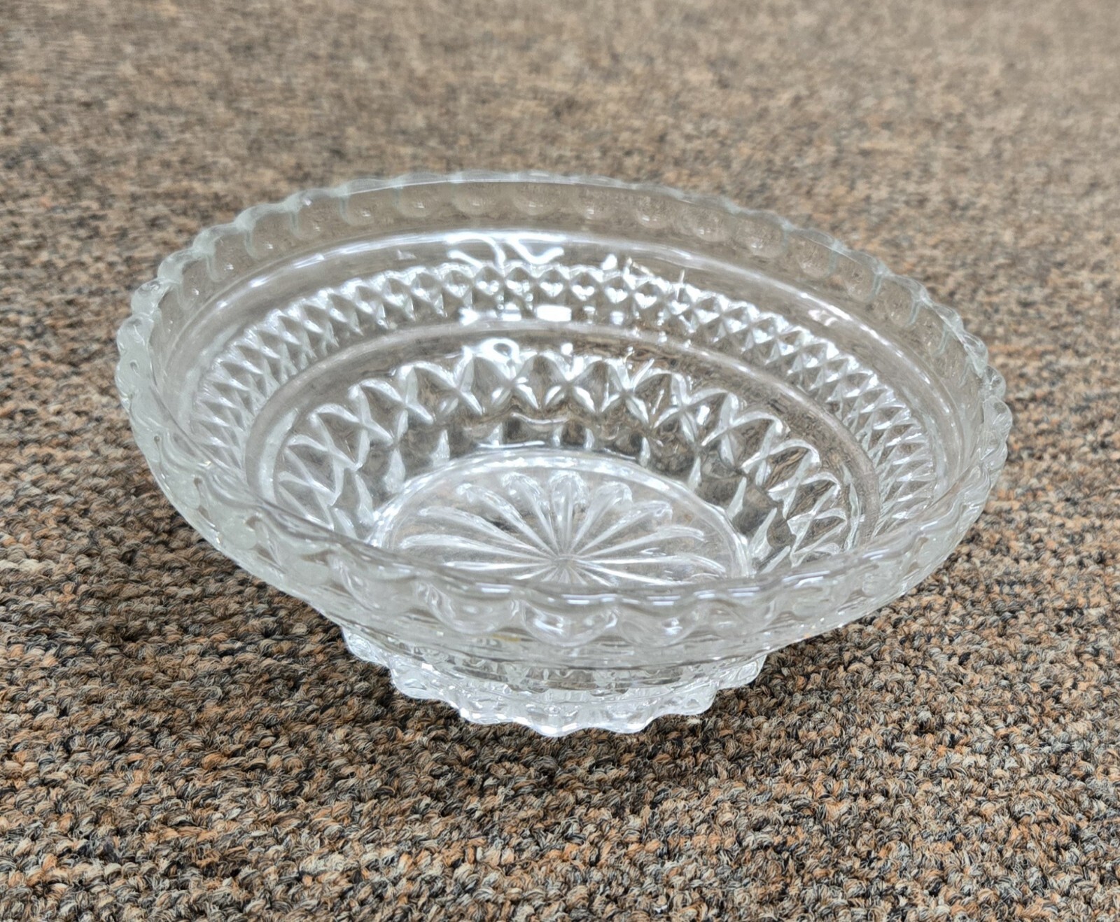 Vintage Antique Anchor Hocking Wexford Pattern Small Serving Fruit Salad Bowl 