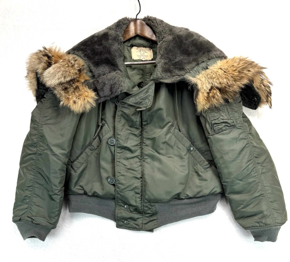 Vintage 60s USAF N-2B Flight Jacket Skyline Fur Hood Military Medium CONMAR