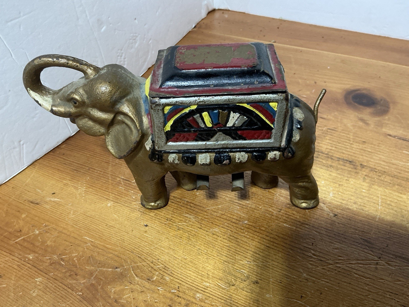 Vintage Antique Cast Iron Elephant Cigarette Roller Dispenser Original WORKING