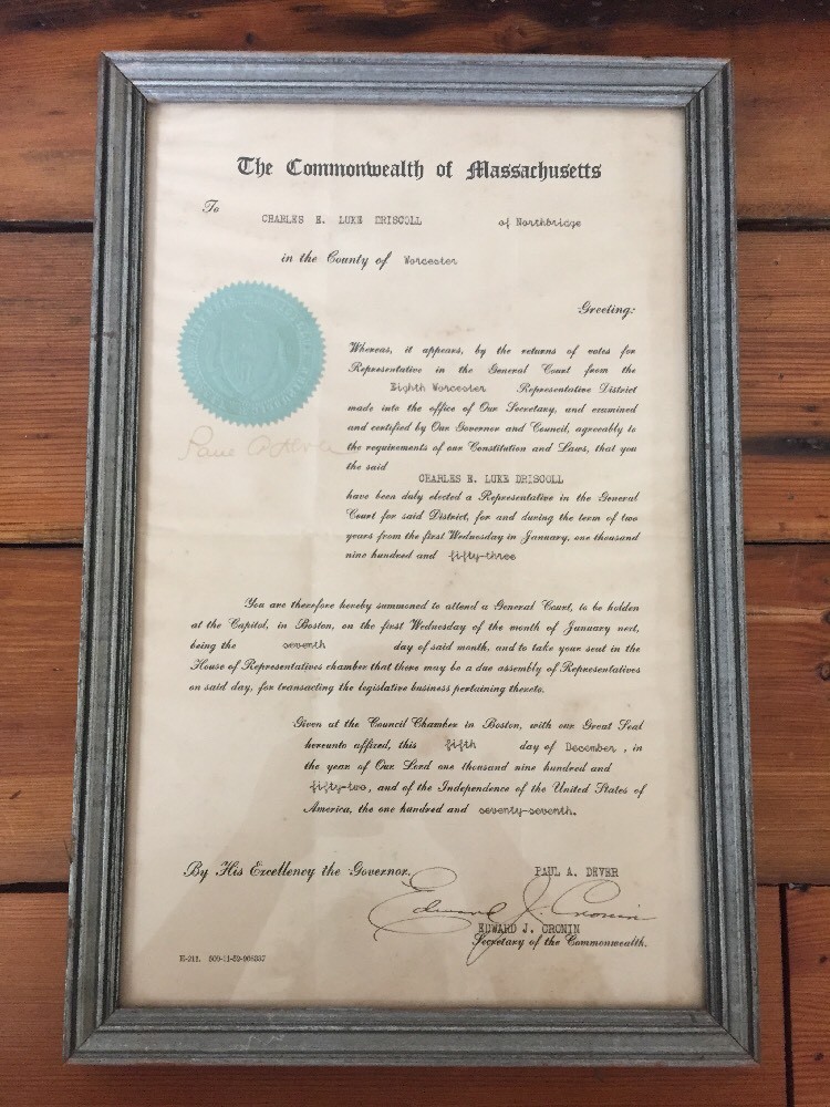 Vtg 1952 Massachusetts Charles Driscoll Paul Dever Signed Edward Cronin Letter