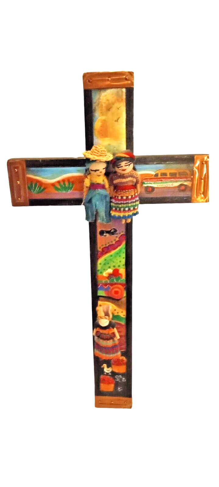 Large Vintage Wooden Crucifix Las Cruces, NM De Los Santos Handmade