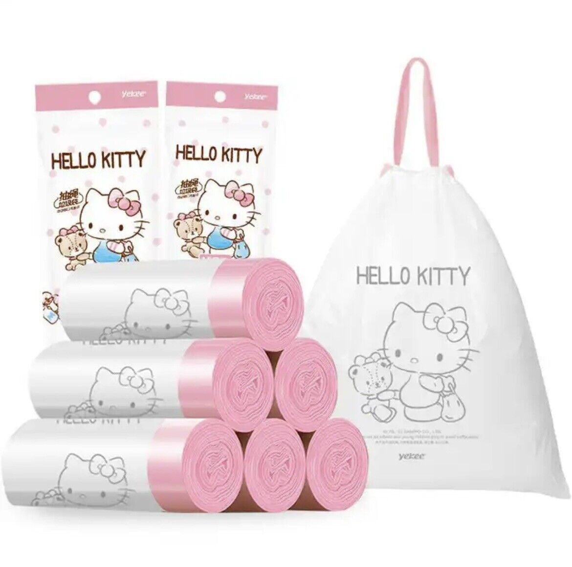 Hello Kitty Sanrio Kitchen Bathroom Plastic Garbage Trash Bags 2 Packs Of 15