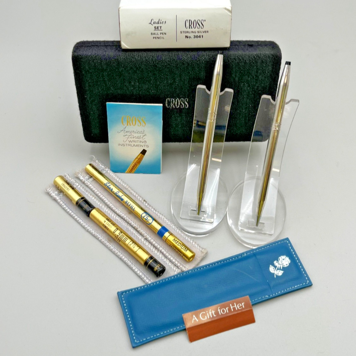 Cross Ladies Roses Sterling Silver Pen & Pencil Gift Set #3041 🇺🇸 NO ENGRAVING