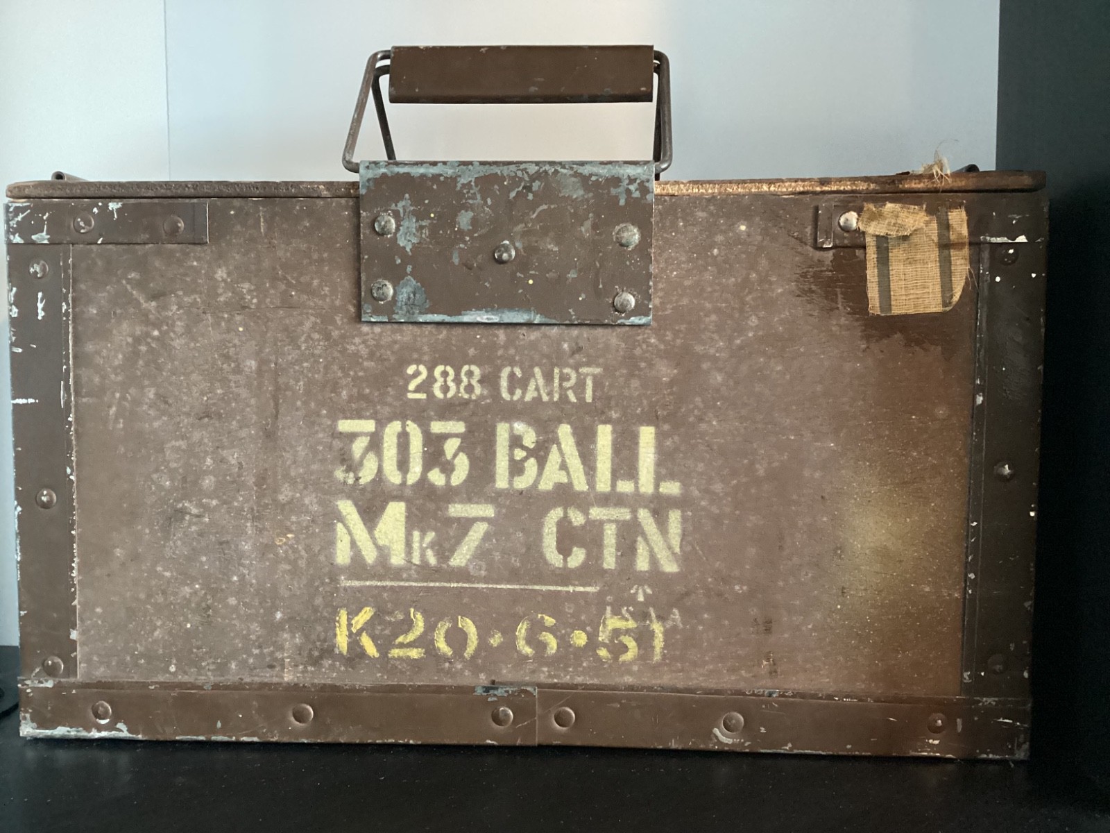 original 1951 British Korean War .303 wooden Ammunition box. Dated June 1