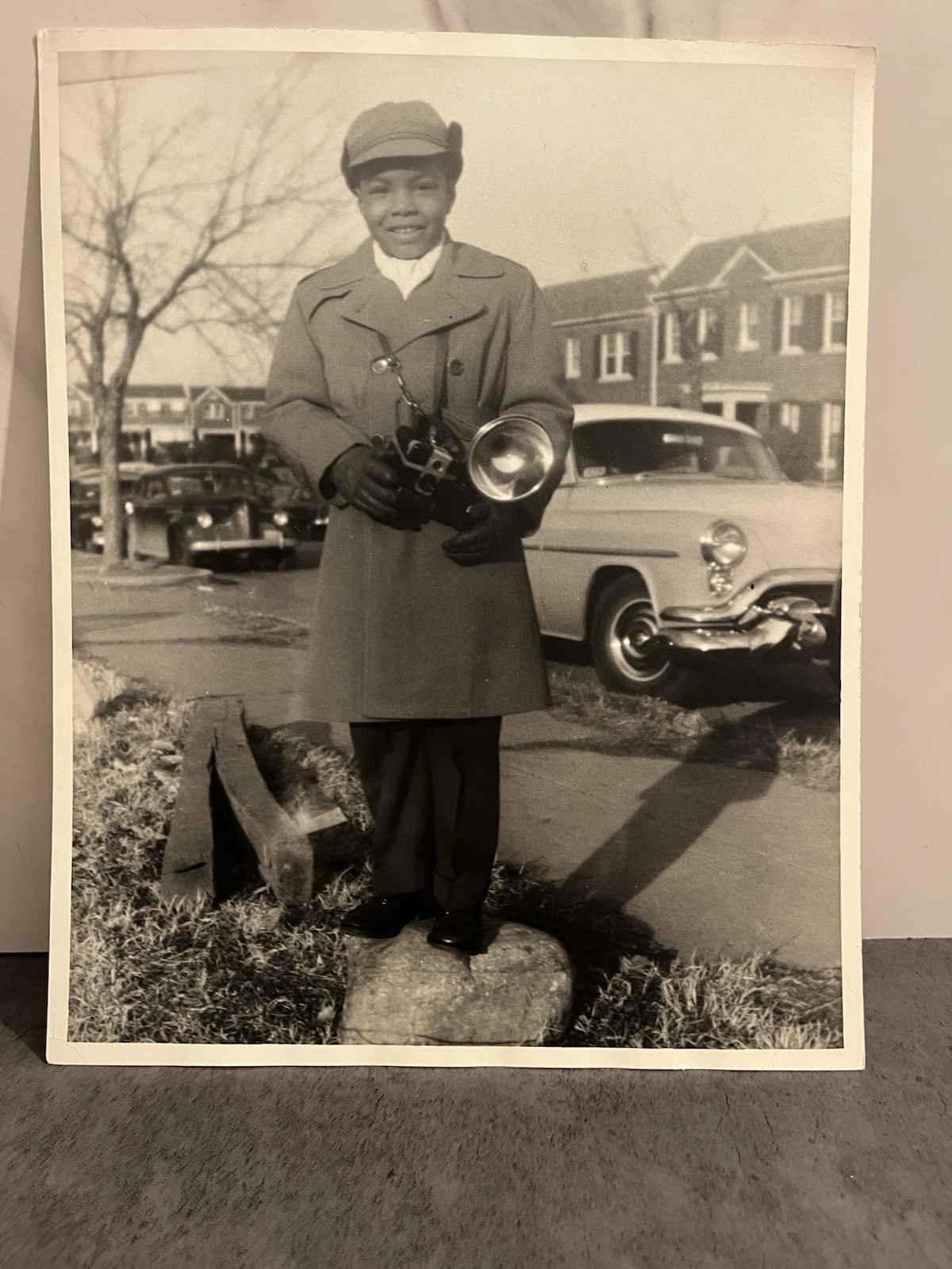 8x10 Photo African American 1950’s Washington DC Child Holding Camera Automobile