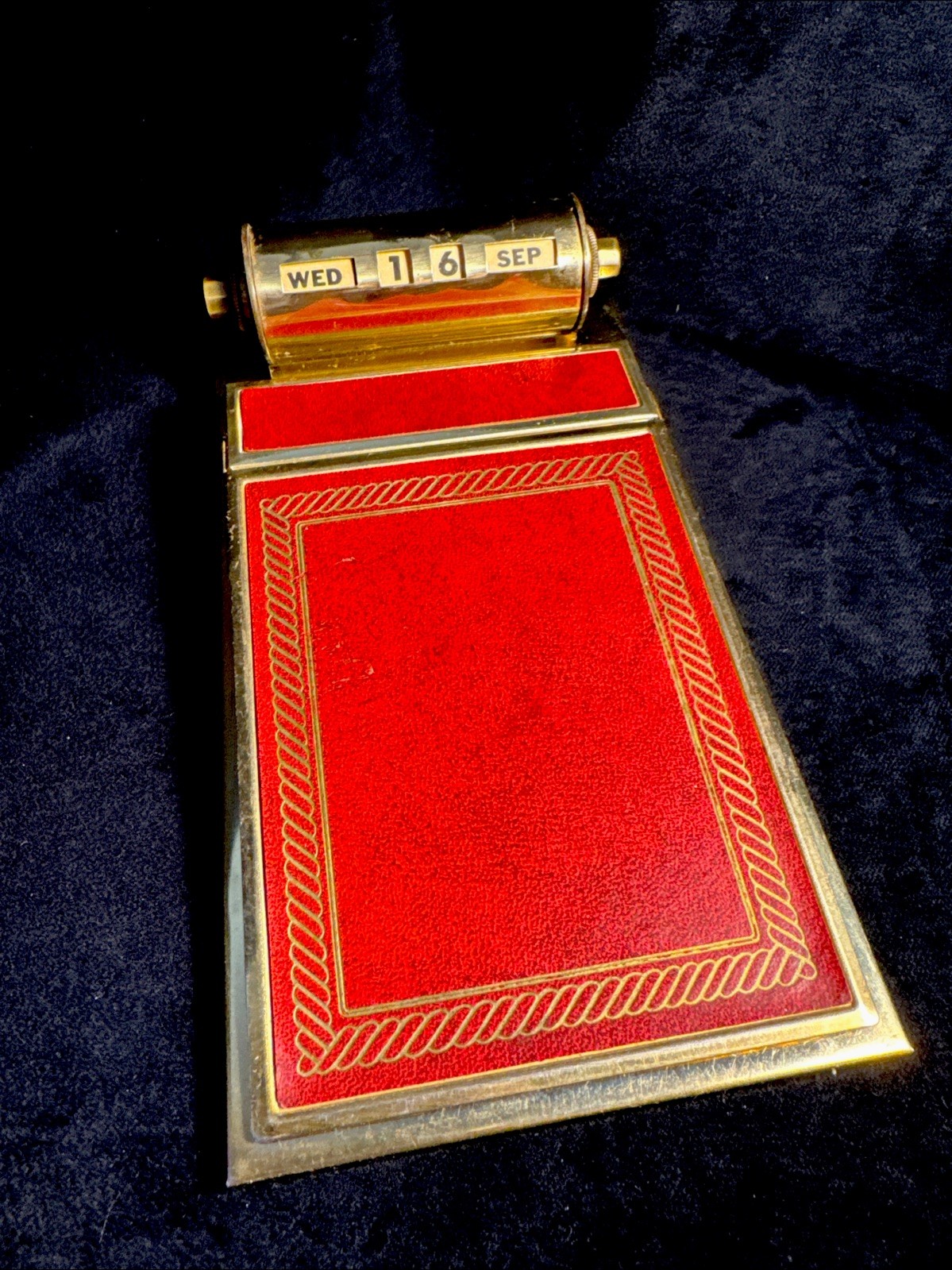 RARE Vintage Park Sherman 1950's Brass Perpetual Rolling Desk Calendar MCM