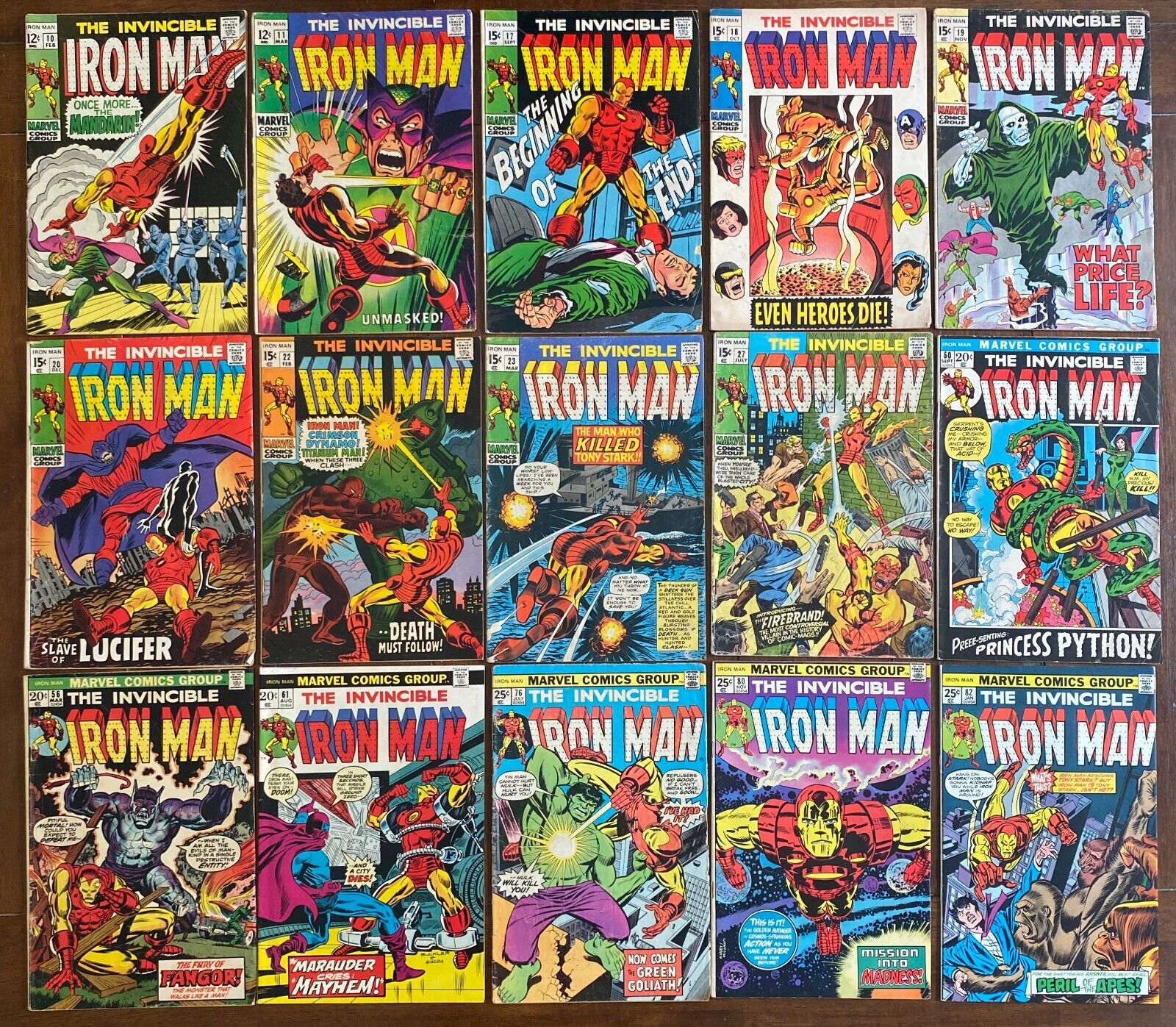 Marvel INVINCIBLE IRON MAN 1969-1976 Lot of 15 Comics 10 11 17 18 19 20 22 more