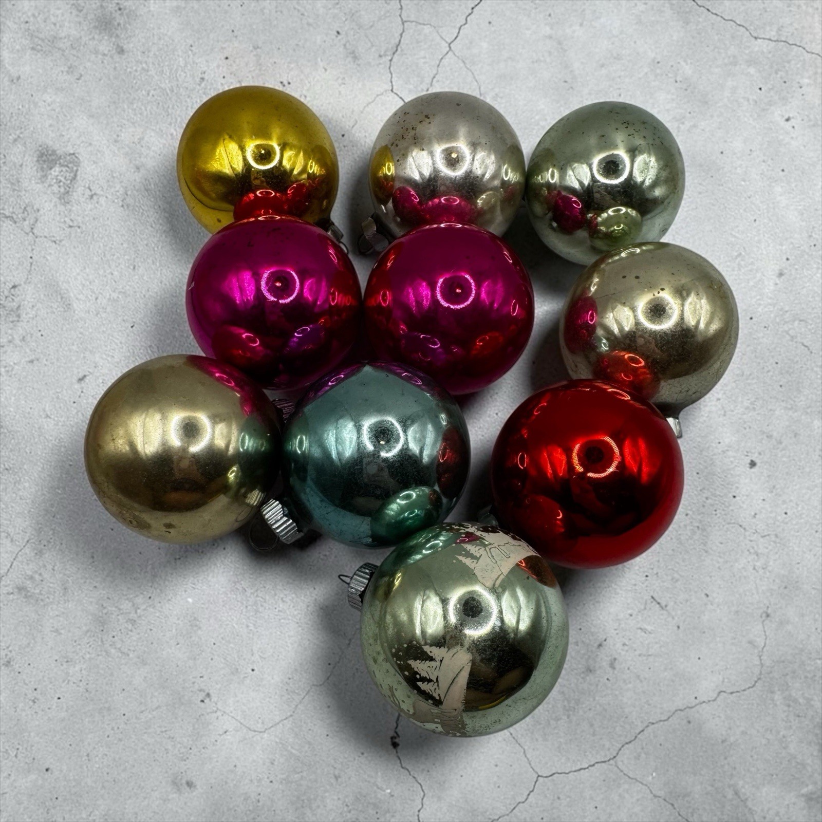 Small VTG Shiny Brite Lot 10 Small Vintage Mercury Glass Christmas Ornaments USA Small VTG Shiny Brite Lot 10 Small Vintage Mercury Glass Christmas Ornaments USA