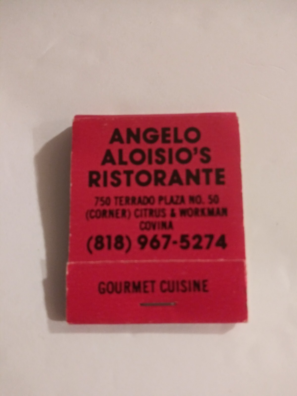 Vintage Matches From Angelo Aloisio\'s Restaurant Covina California