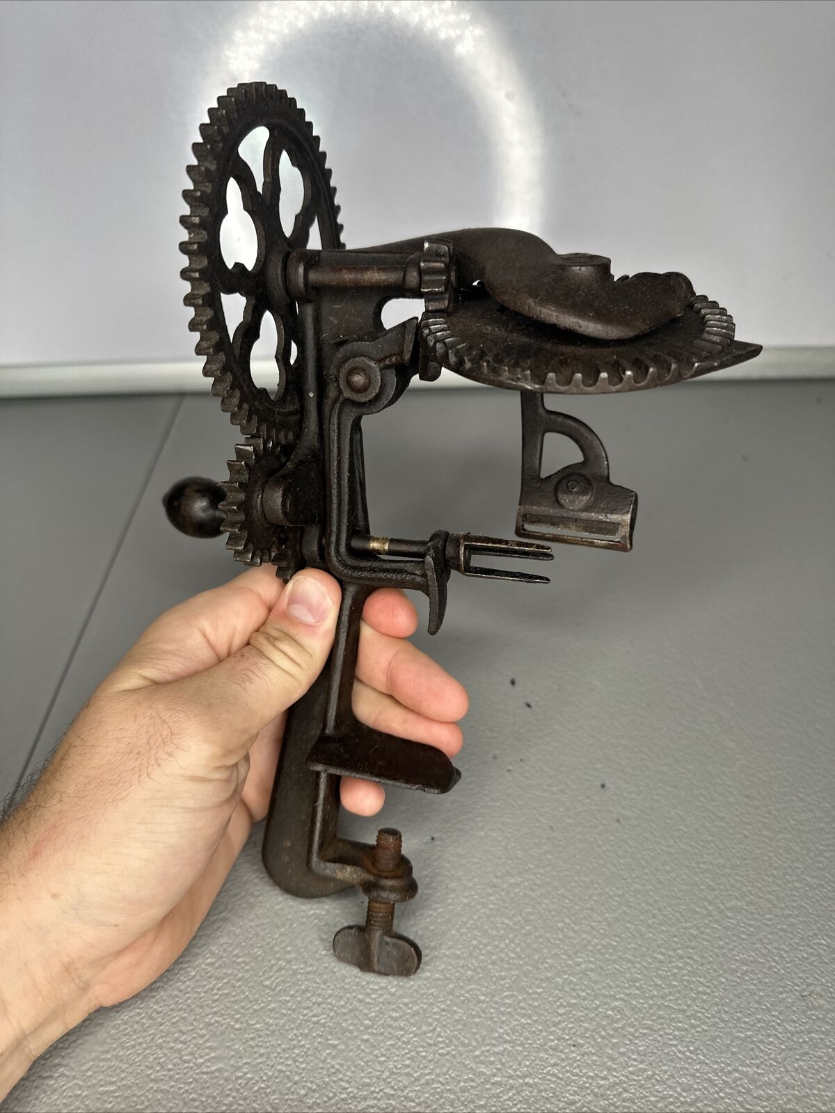 Antique Cast Iron  Apple Peeler Turntable 98 Patent 1898 Goodell Co