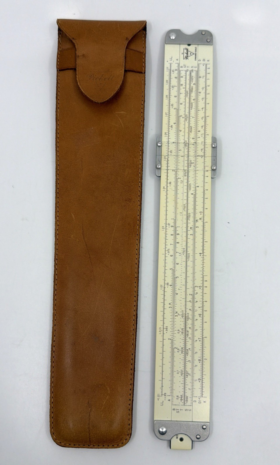 Vintage Pickett Model 800-T Log Log Synchro-Scale Slide Rule w/ Leather Case