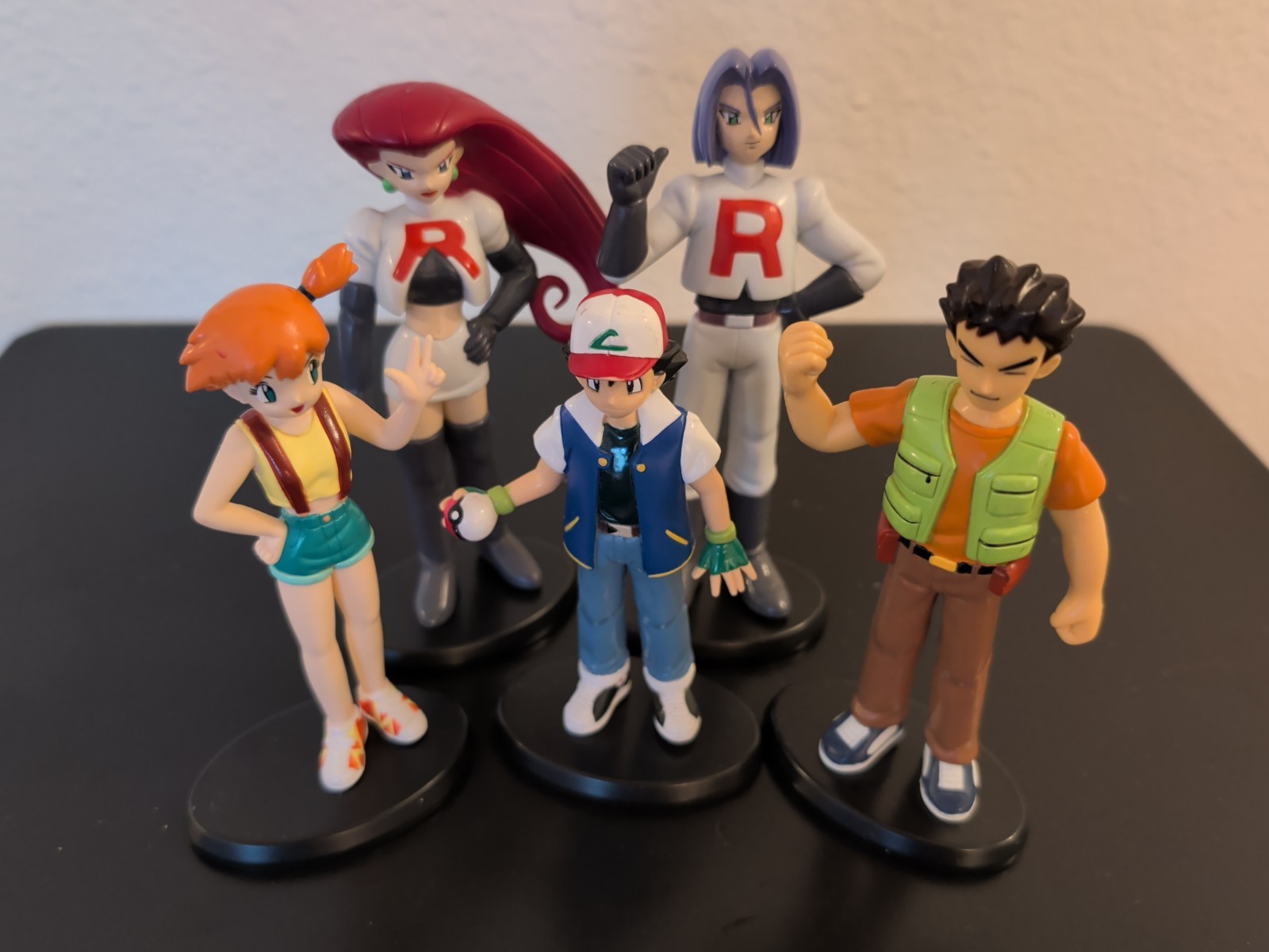 1998 Pokemon Trainer Figures - Jessie, James, Ash, Misty, Brock Vintage TOMY