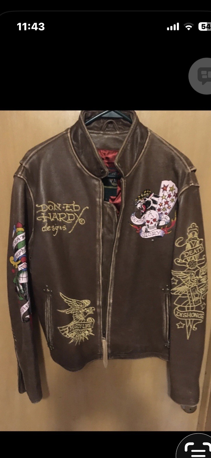 ED HARDY Vintage Leather Jacket (Dead before Dishonor)
