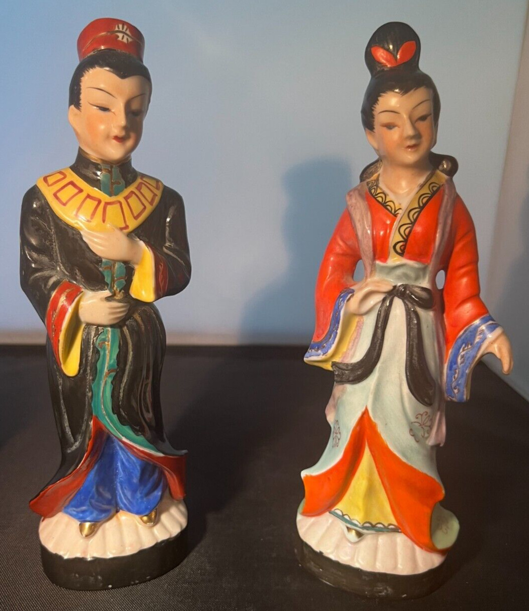 Lot Of 2 Vintage Made in occupied Japan Figurines Kimono Great Condition