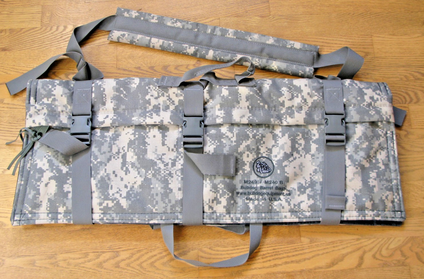 New USGI Bulldog Tactical Equipment ACU Barrel Bag w/Carry Strap & Spare Buckles