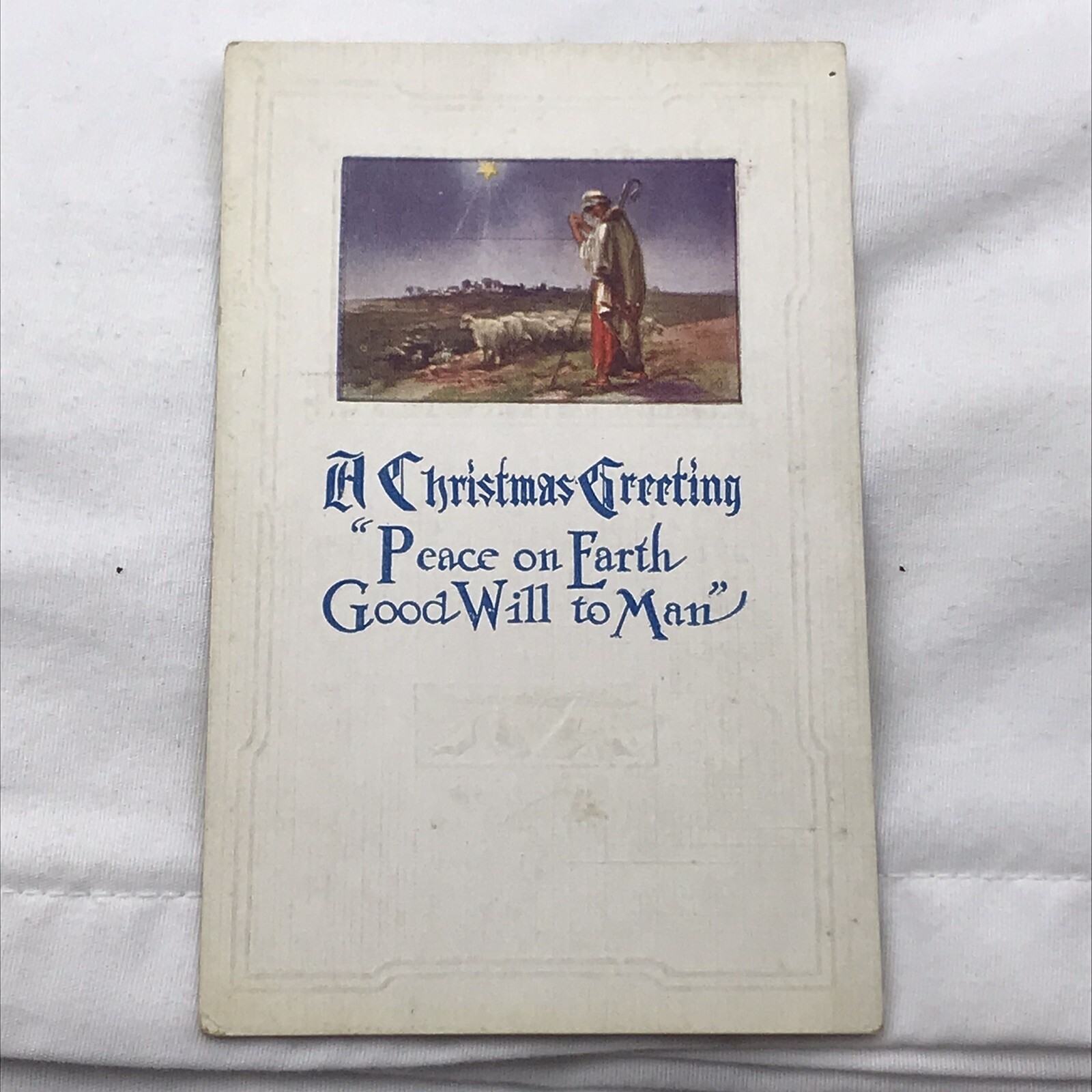 A Christmas Greeting Vintage Postcard Antique Peace On Earth Goodwill To Man