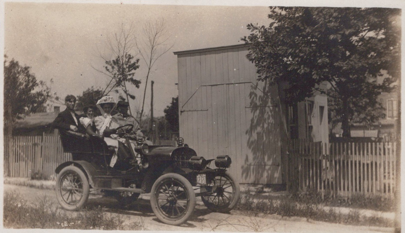 Brass Era Touring Car Family Antique License NAMED 1909 - RPPC Photo Postcard