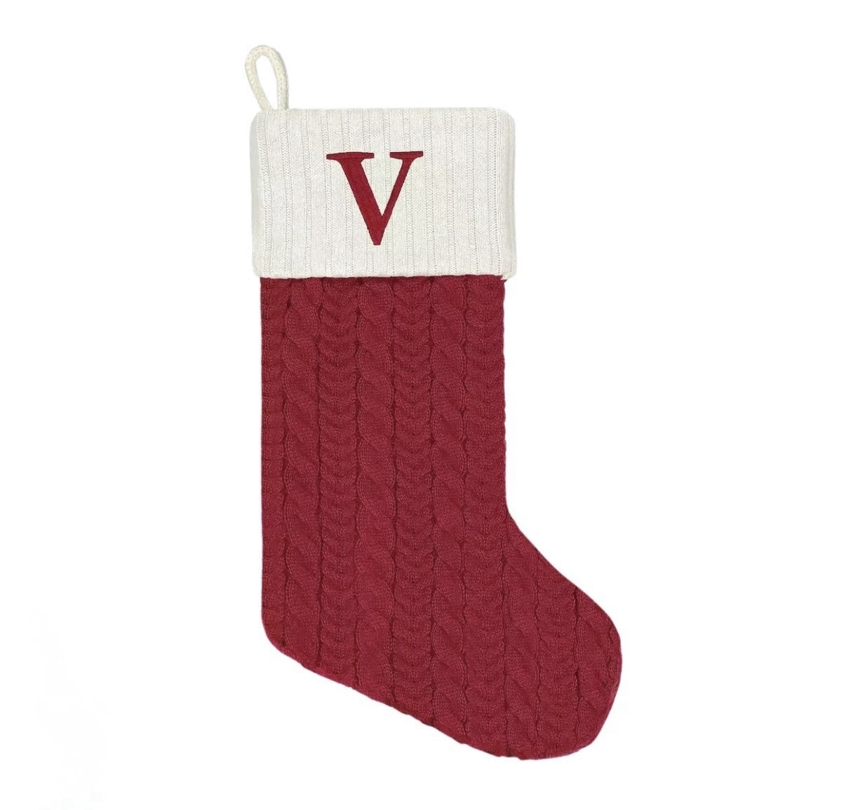 Christmas Stocking  Monogrammed Holiday Gift, Letter V, St. Nicholas