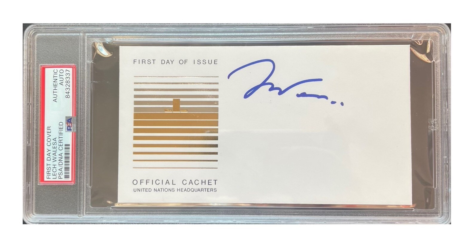 Signed Lech  Walesa Nations Cachet Autographed Encapsulation PSA/DNA COA